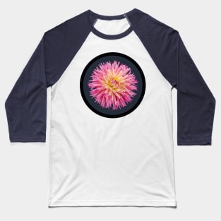 Pink Semi Cactus Dahlia Flower Circle Frame Baseball T-Shirt